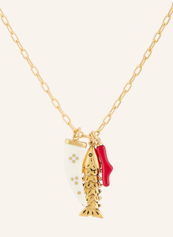 ISABEL MARANT Łańcuszek LONG NECKLACE ZŁOTY / CIEMNOCZERWONY / BIAŁY