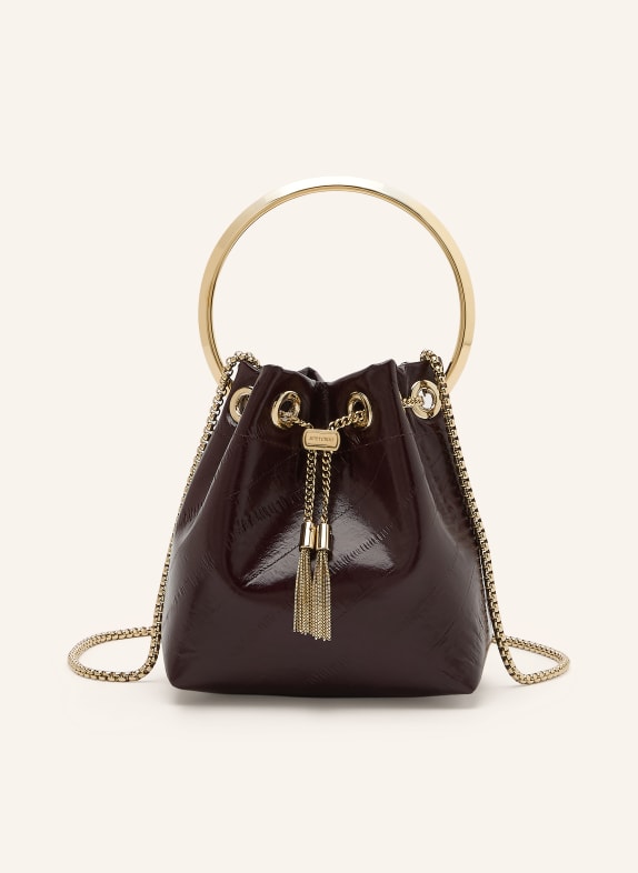JIMMY CHOO Listonoszka BON BON MINI CIEMNOBRĄZOWY / ZŁOTY