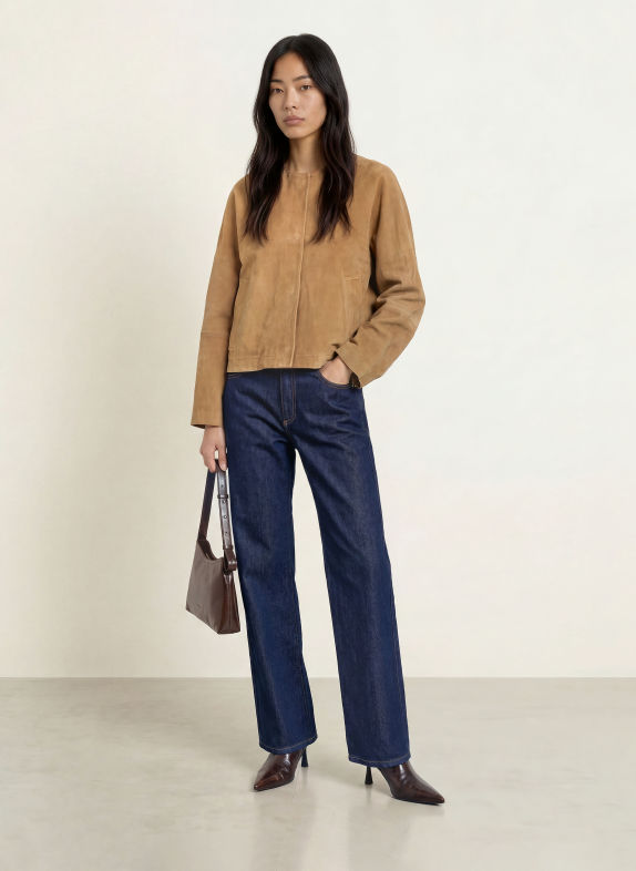 MAX & Co. Leren jas CURVA CAMEL