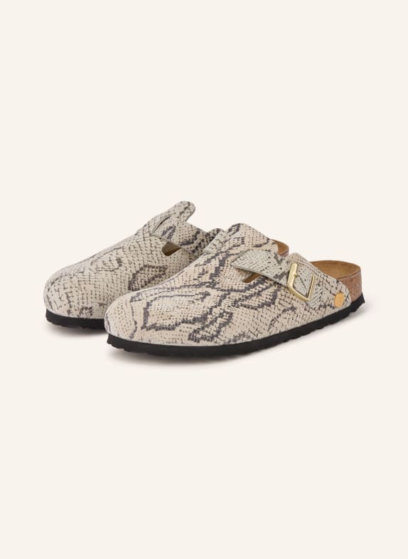 BIRKENSTOCK Klapki BOSTON RIVET LOGO JASNOCZARY / ZŁOTY / CZIEMNOSZARY