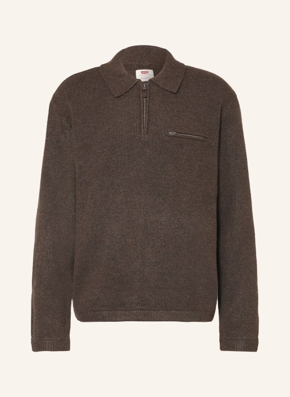 Levi's® Stickad pikétröja i avslappnad passform MÖRKBRUN