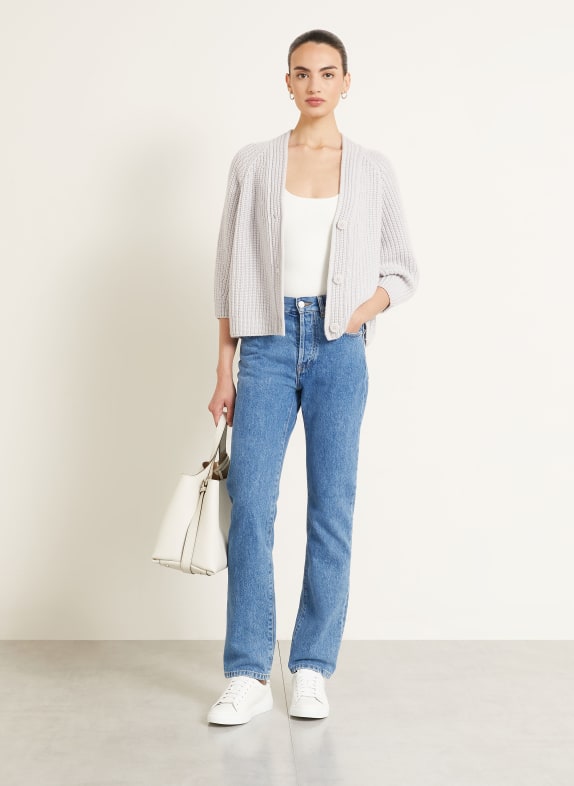 IRIS von ARNIM FALLOU BUTTON vest van kasjmier met 3/4-mouwen LICHTGRIJS