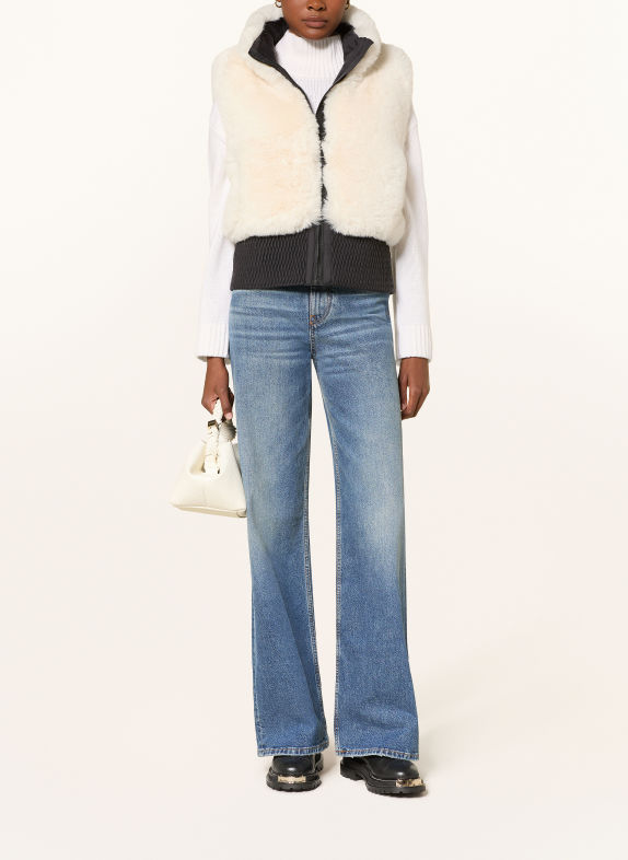 MRS & HUGS Veste en fourrure synthétique sans manches BLANC