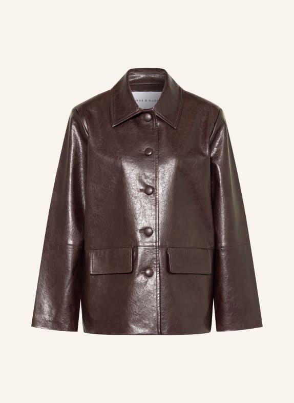 MRS & HUGS Leather-look jacket DARK BROWN