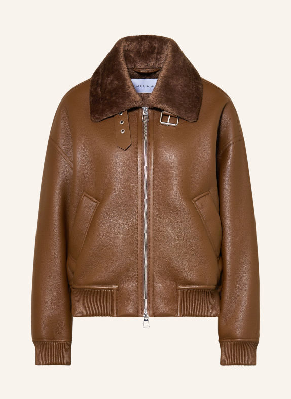 MRS & HUGS Leather-look jacket BROWN