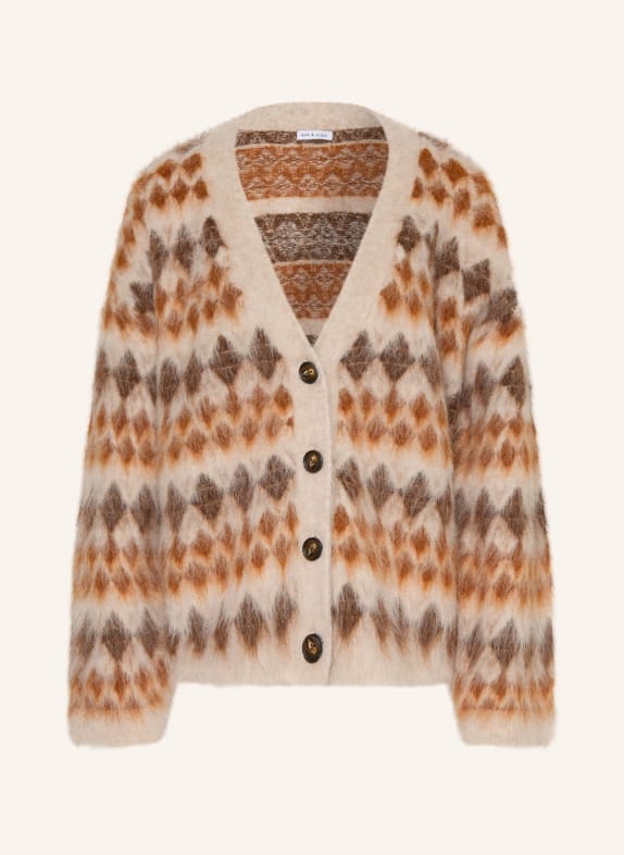 MRS & HUGS Oversized cardigan with alpaca BROWN / DARK BROWN / BEIGE