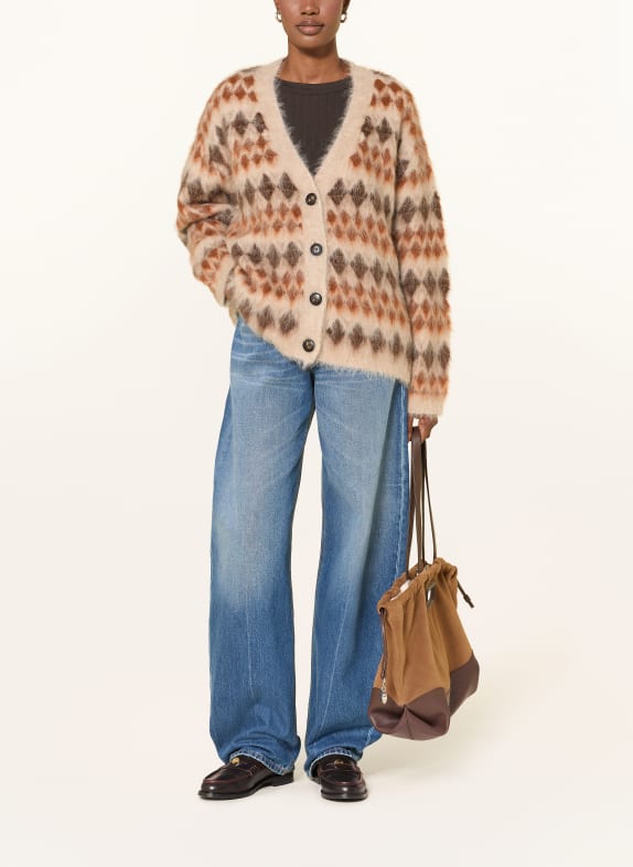 MRS & HUGS Oversized vest met alpaca BRUIN / MARRON FONCÉ / BEIGE