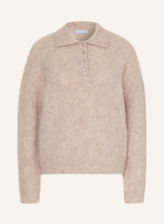 MRS & HUGS Knit polo shirt with alpaca BEIGE