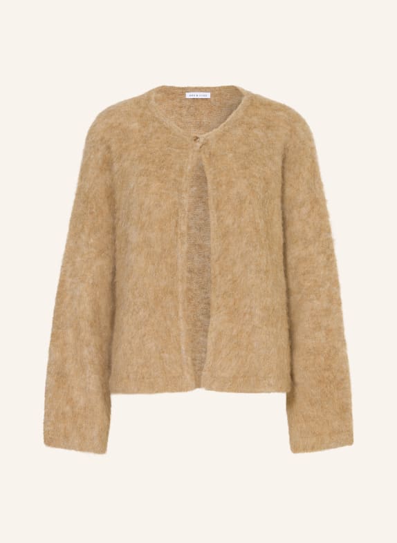 MRS & HUGS Gilet ouvert en maille avec de l'alpaga CHAMEAU