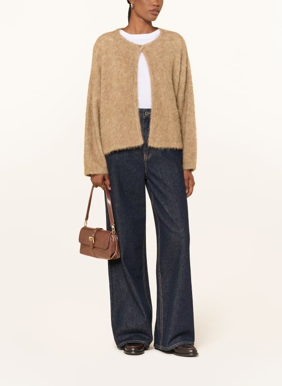 MRS & HUGS Gebreid openvallend vest met alpaca CAMEL