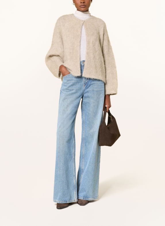 MRS & HUGS Gebreid openvallend vest met alpaca BEIGE