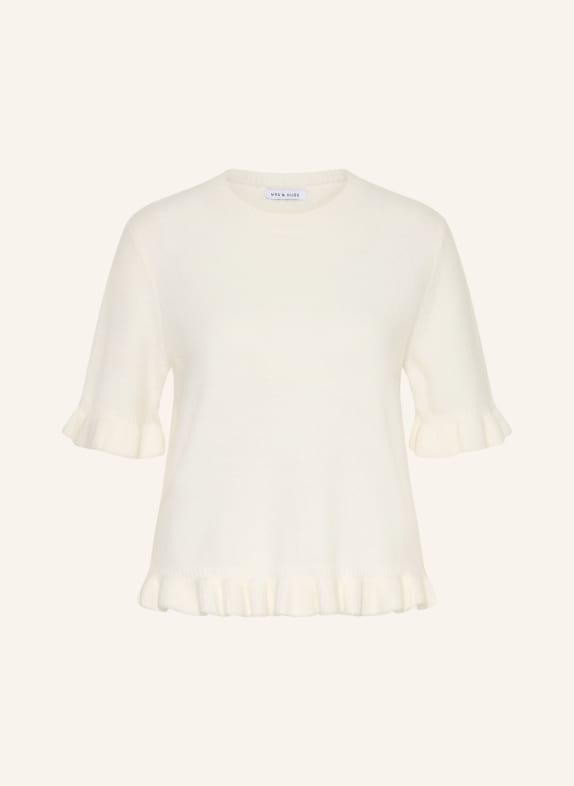 MRS & HUGS Strickshirt mit Rüschen CREME
