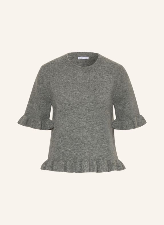 MRS & HUGS Gebreid shirt met ruches GRIJS