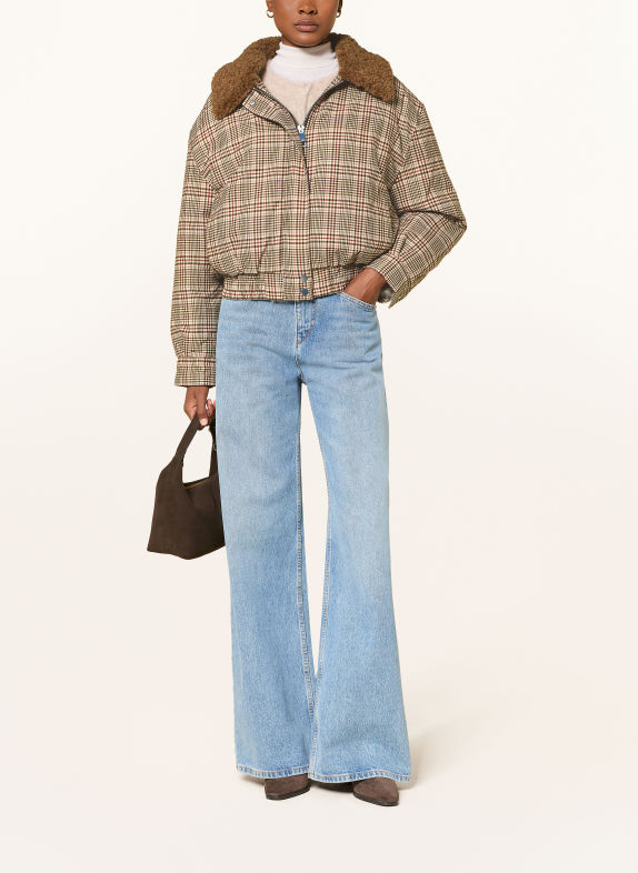 MRS & HUGS Blouson mit Teddyfell BEIGE / DUNKELBRAUN / DUNKELROT