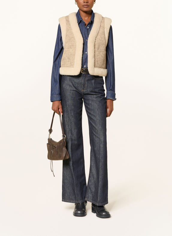 MRS & HUGS Bodywarmer van imitatiebont TAUPE / BEIGE