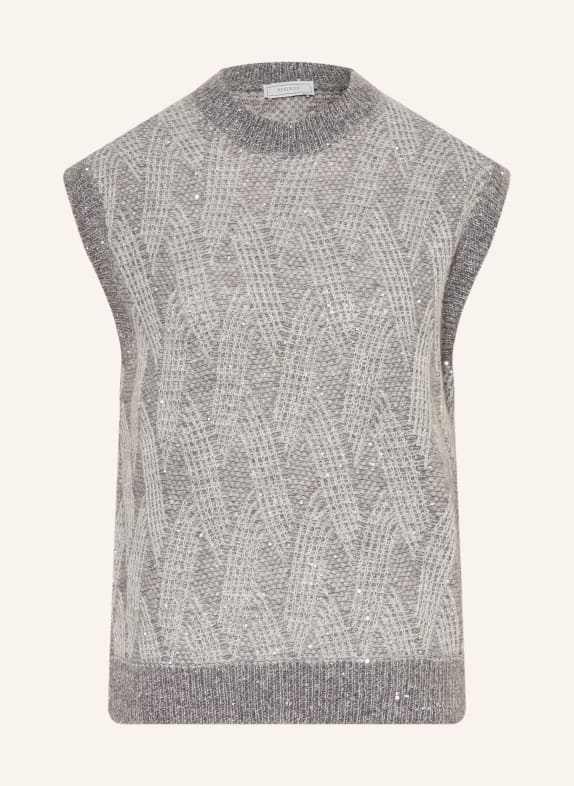 PESERICO Pullunder mit Glitzergarn und Pailletten GRAU / ECRU