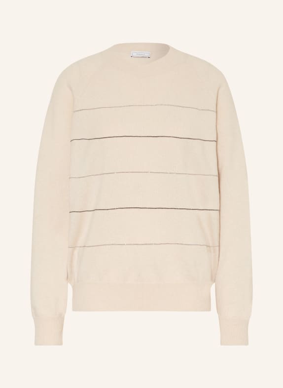 PESERICO Trui met zijde en sierstenen ECRU / ZILVER / TAUPE