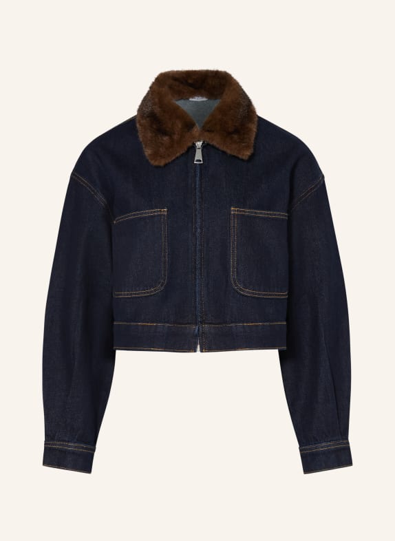 MRS & HUGS Jeansjakke med aftagelig krave i kunstpels RAW DENIM