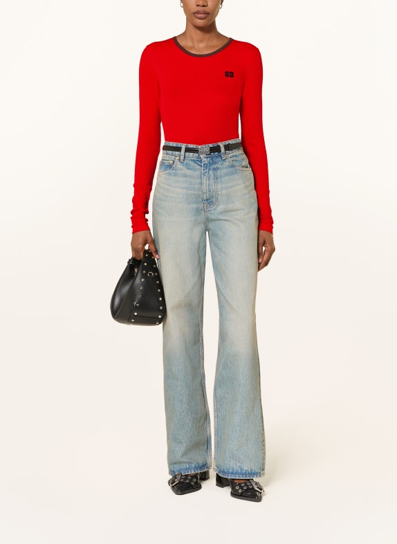 GANNI Longsleeve ROOD / MARRON FONCÉ