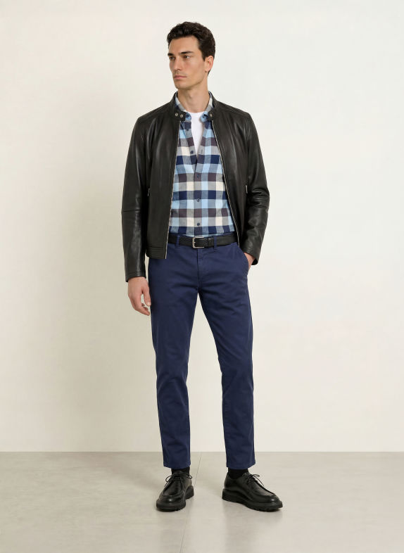 STROKESMAN'S Cămașă din flanelă, croială slim fit ALBASTRU DESCHIS / GRI / ALBASTRU ÎNCHIS