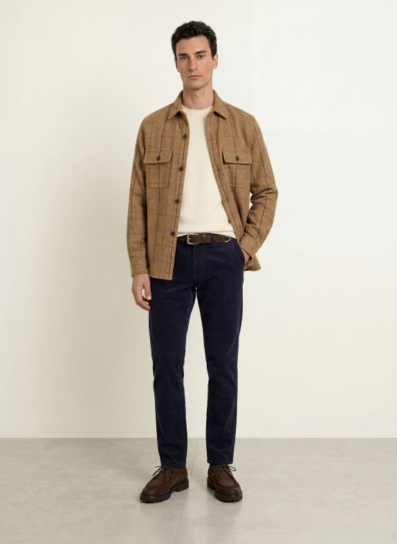 STROKESMAN'S Overshirt DARK BROWN / OLIVE / DARK BLUE