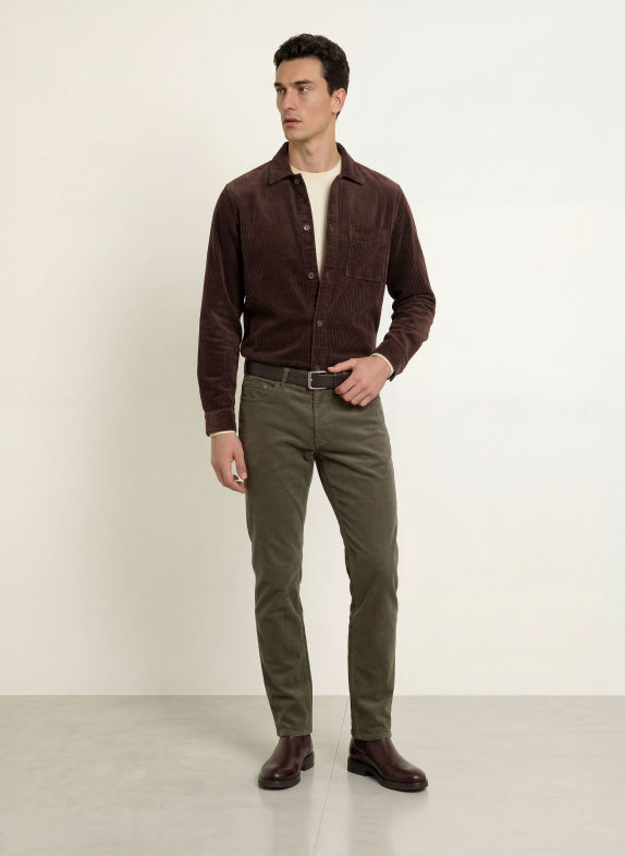 STROKESMAN'S Corduroy overshirt DARK BROWN