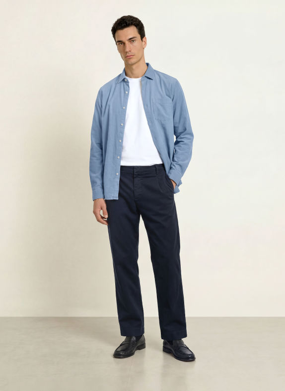 PAUL Cordskjorta Comfort Fit BLÅGRÅ