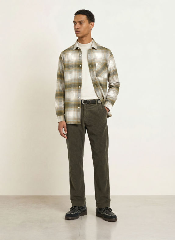 PAUL Flanellen overhemd, slim fit KAKI / CRÈME / MINT