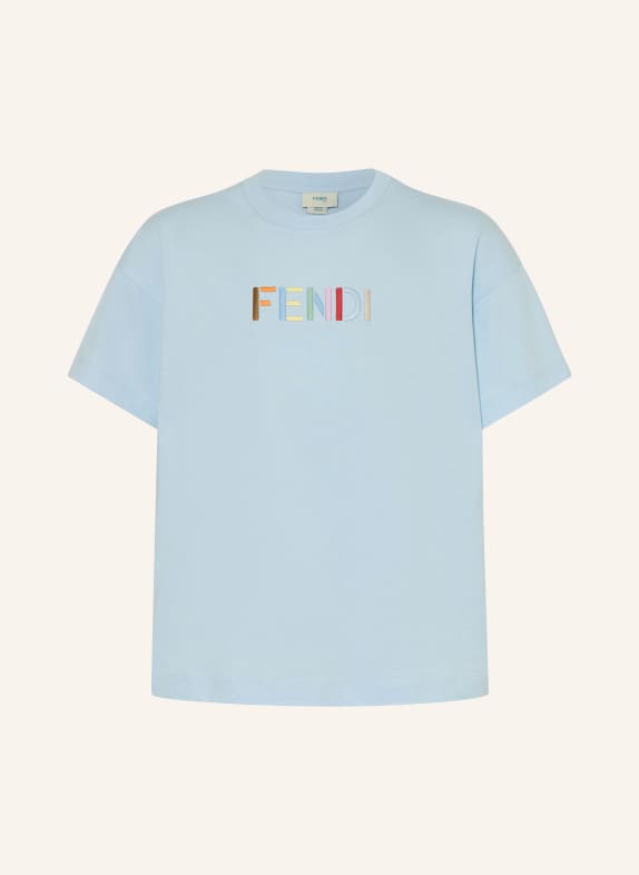 FENDI T-Shirt HELLBLAU / BRAUN / ROSA