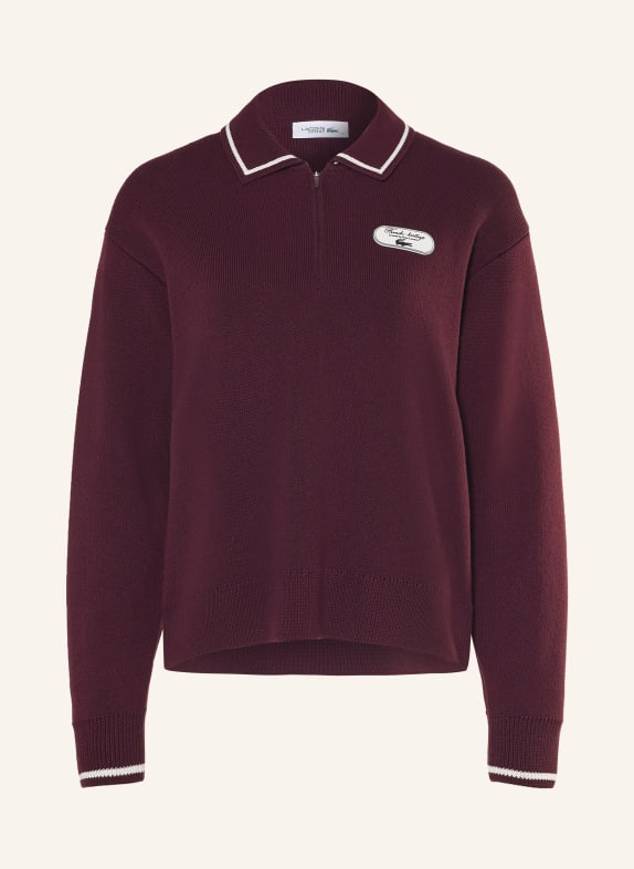 LACOSTE Tricou polo din tricot ROȘU ÎNCHIS