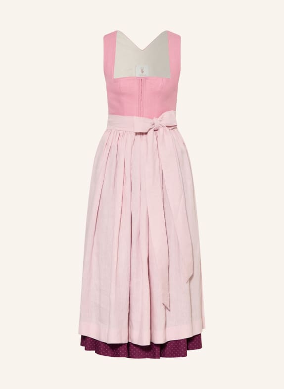Johann & Johanna Set: Traditional bodice, traditional skirt, and traditional apron made of linen FUCHSIA / ROSE / PINK