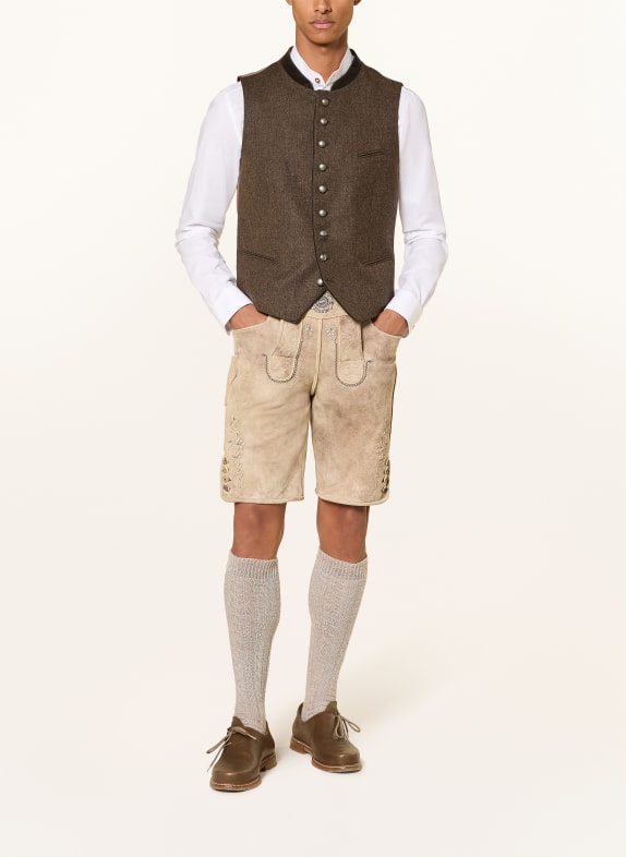 Johann & Johanna Traditionele vest van merinowol MARRON FONCÉ / BEIGE