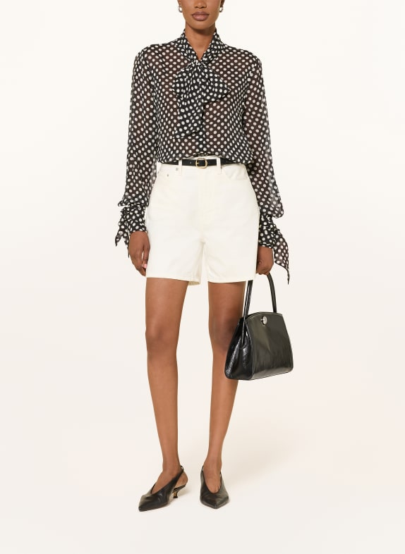 FRAME Strikblouse THE POLKA DOT NOUVELLE BLOUSE van zijde ZWART / WIT