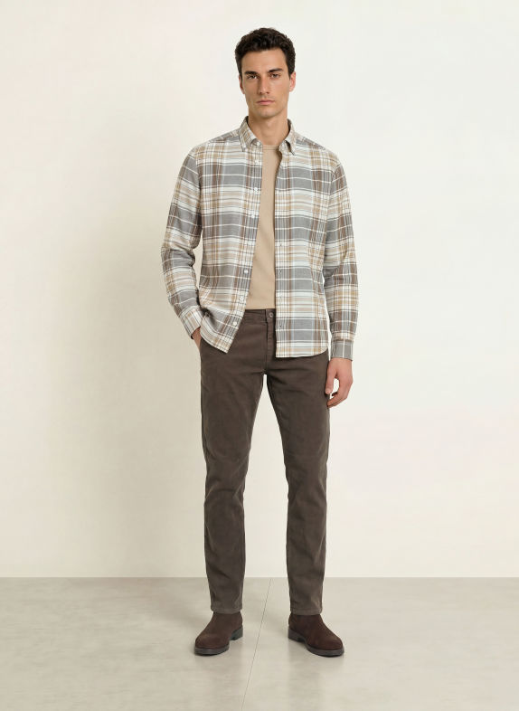STROKESMAN'S Cămașă din flanel, croială regular GRI / MARO / GRI DESCHIS