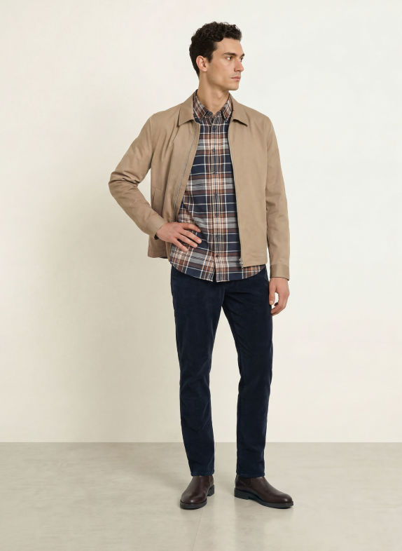 STROKESMAN'S Cămașă din flanel, croială regular ALBASTRU ÎNCHIS / MARO / GRI DESCHIS