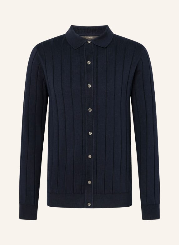 windsor. Chemise en maille CASHMILO coupe ajustée BLEU FONCÉ