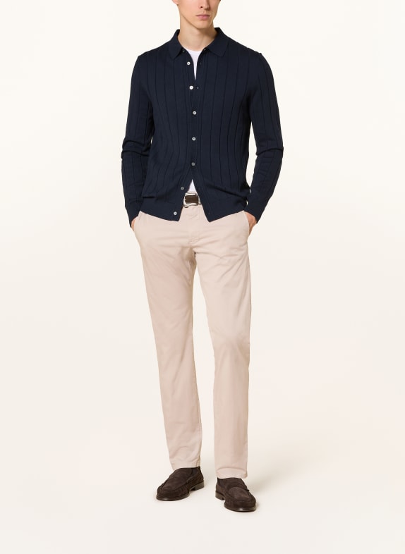 windsor. Gebreid overhemd CASHMILO Slim Fit DONKERBLAUW