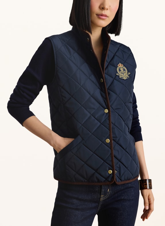 LAUREN RALPH LAUREN Steppweste DUNKELBLAU / DUNKELBRAUN