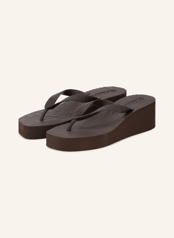 SLEEPERS HIGH PLATFORM toe-separator sandals DARK BROWN