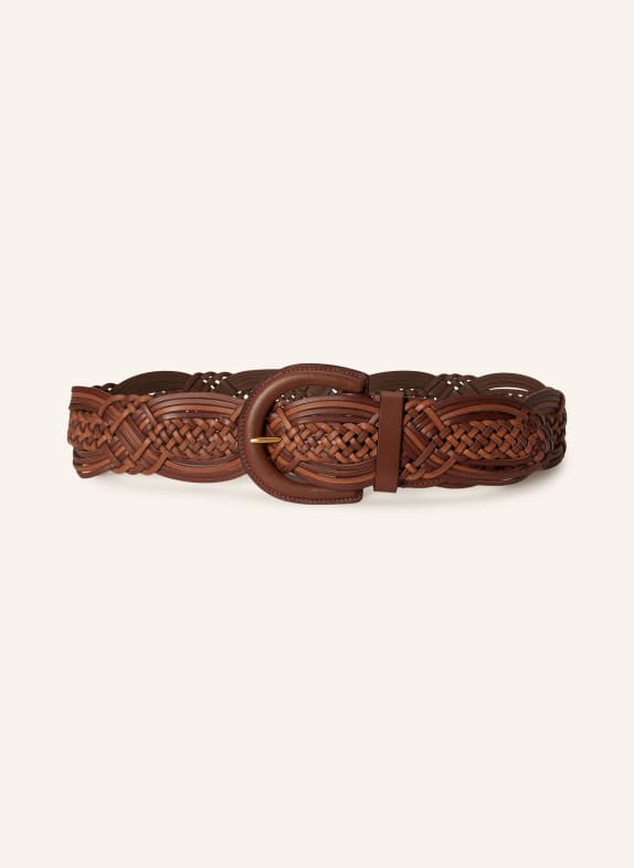 LAUREN RALPH LAUREN Flechtgürtel aus Leder COGNAC / BRAUN
