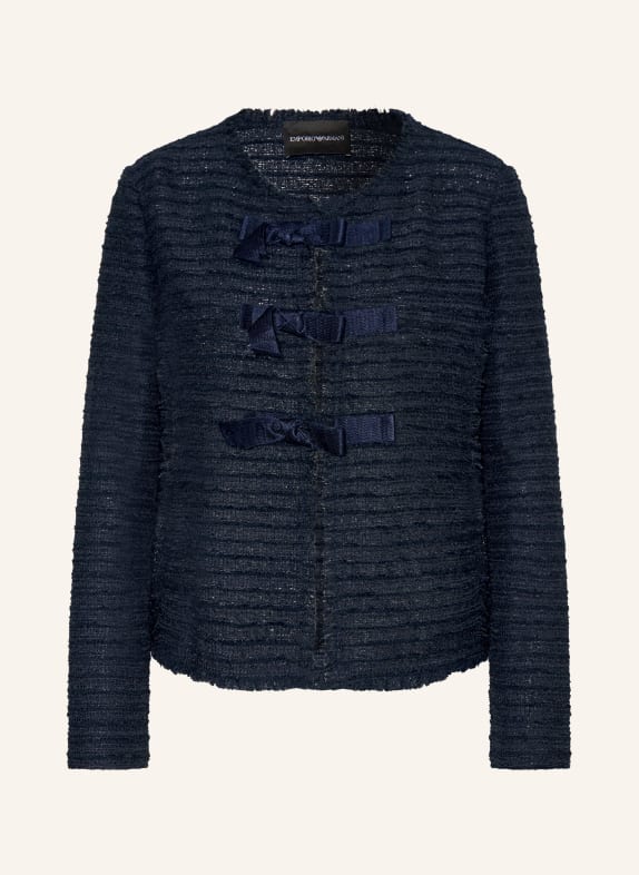 EMPORIO ARMANI Bouclé-Jacke DUNKELBLAU