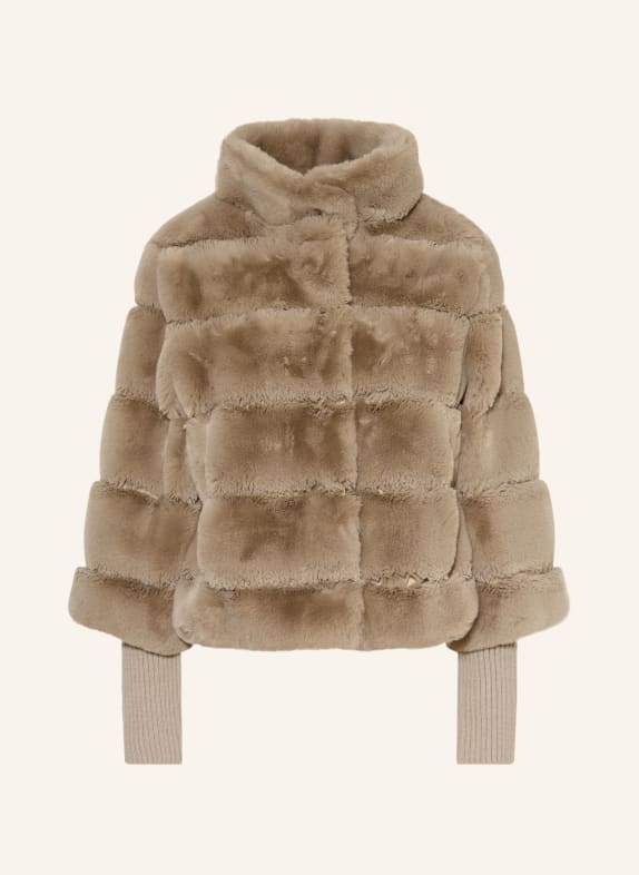 RINO & PELLE Kunstbontjas in gemengde materialen TAUPE