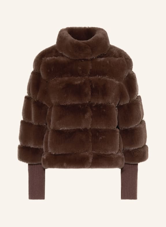 RINO & PELLE Veste en fausse fourrure dans un mélange de matières MARRON FONCÉ