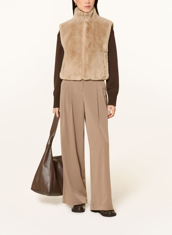 RINO & PELLE Veste sans manches en fausse fourrure TAUPE
