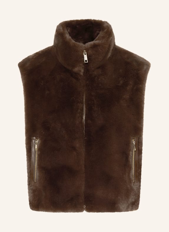 RINO & PELLE Veste i kunstpels MØRKEBRUN