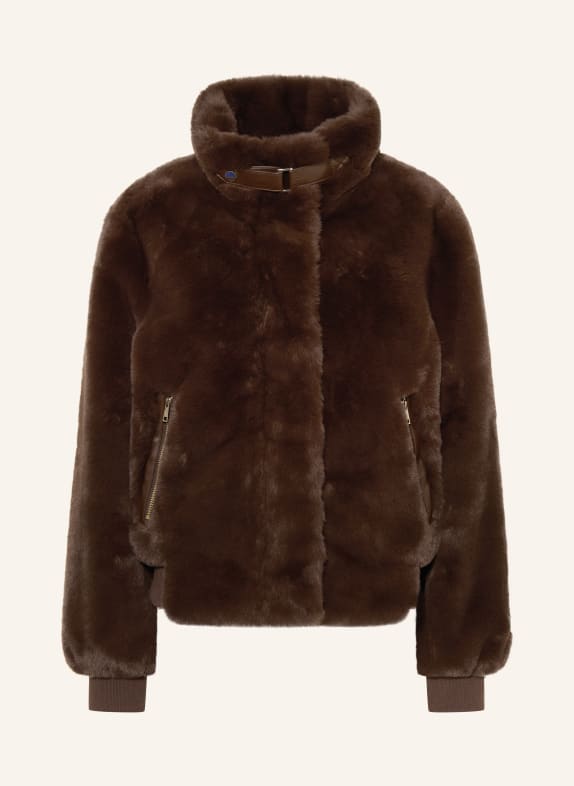 RINO & PELLE Veste en fausse fourrure MARRON FONCÉ