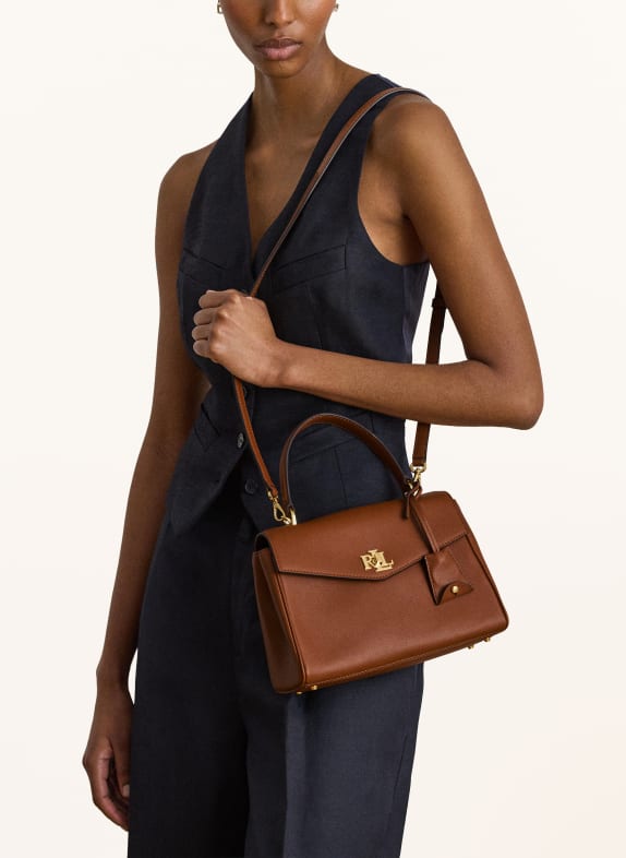 LAUREN RALPH LAUREN Umhängetasche FARRAH SMALL BRAUN / GOLD