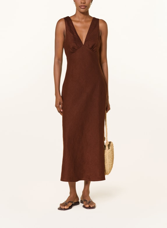 Rails Robe en lin AVIANNA MARRON FONCÉ