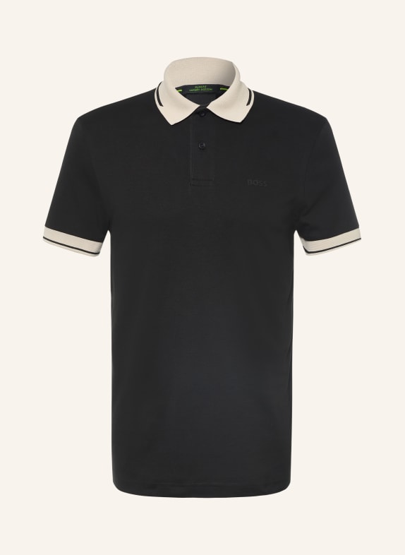 BOSS Jersey-polotröja NETWORK Slim Fit SVART / BEIGE