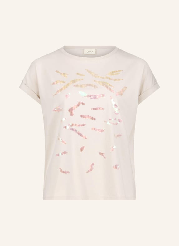 CARTOON T-shirt met pailletten ECRU / ROSE CLAIR